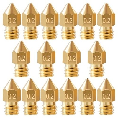 16Pcs 3D Printer Nozzles 0.2mm, Ender 3 Nozzle 0.2mm MK8 Extruder Nozzles