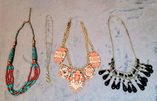 5 Pc Costume Jewelry Lot Statement Necklaces Charm Bracelet Theater Wardrobe