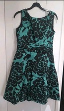 Beautiful Green And Black 16 Fully Lined Summer 16 Dress. Knee Lenth A Line