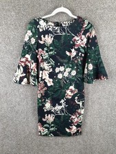 Calvin Klein Floral Bell Sleeve Sheath Dress Womens 4P Green Pink Stretch Career