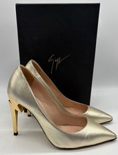 Giuseppe Zanotti Gold Leather Pointed Toe Pump w/ Gold Z Heel sz 38