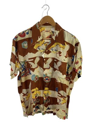 SUN SURF Aloha Shirt Rayon BRW All-Over Print