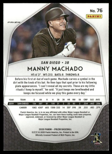 2020 Panini Prizm Red/White/Blue Prizm Manny Machado #76 - Picture 2 of 2