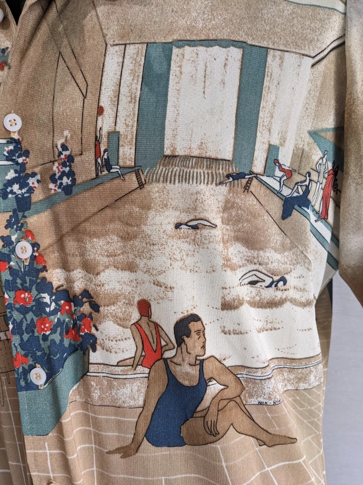 GENUNE Men's NIK NIK Shirt 1920's ERA RESORT SCENE Rare 1970's - Image 4 of 4