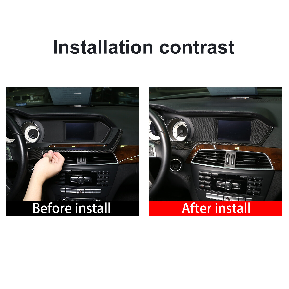 For 11-13 Mercedes Benz C Class W204 Carbon Fiber Style Dashboard