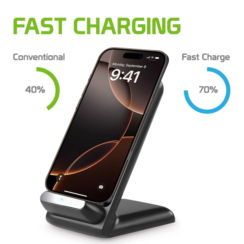 Cellet 10 Watt Dual Coils Wireless Standing Charger Compatible with Apple iPhone - Image 3 of 4