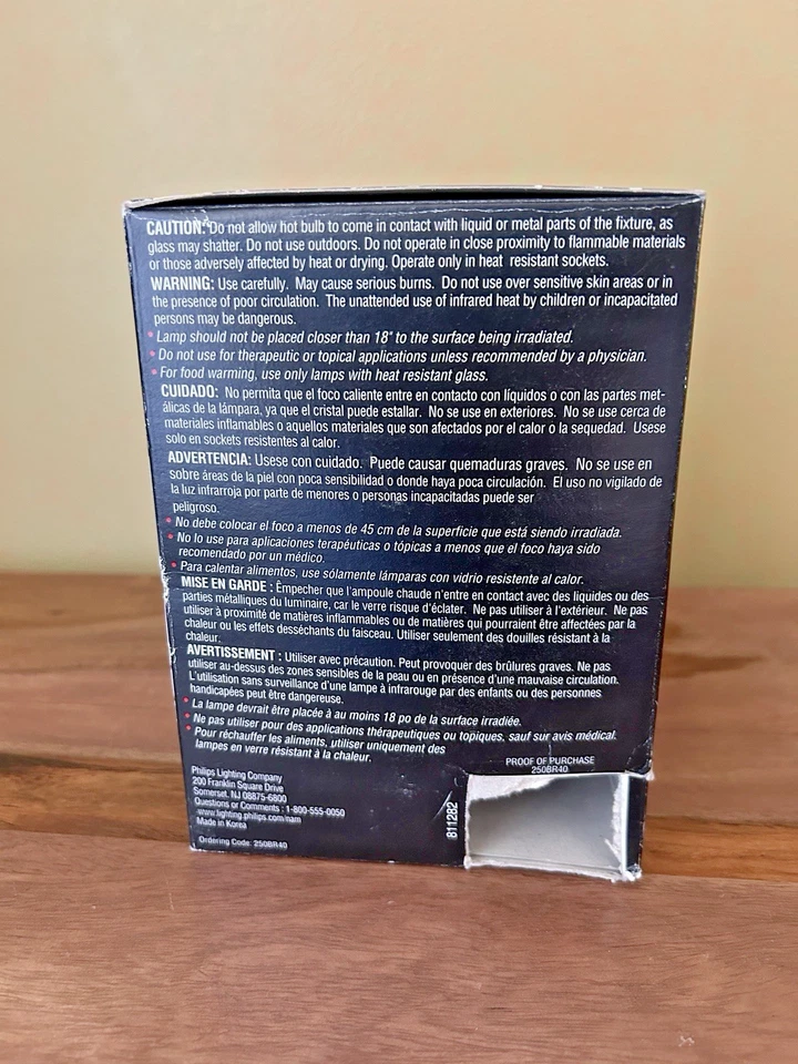 PHILIPS 250-Watt BR40 Heat Lamp Clear Flood Light Bulb Medium Base NIB - Image 2 of 4