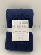 Pottery Barn Kids Heathered Cotton Jersey Quilted Sham Navy Blue Euro H242