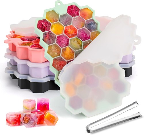 Silicone Ice Cube Tray Molds Stackable Freezer Trays Easy-Release Drinks Whiskey - Picture 8 of 34