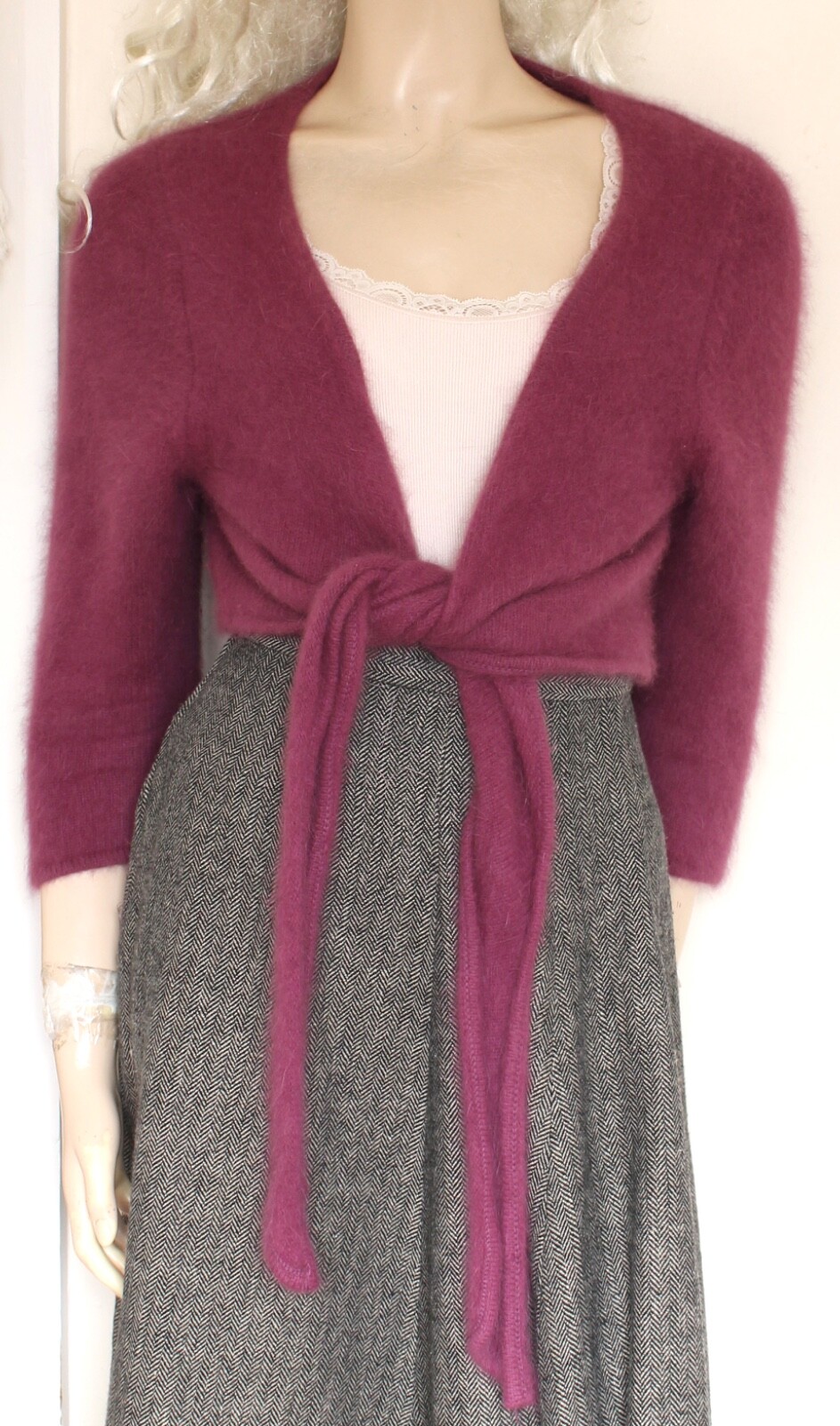 Monsoon pink Angora cropped cardigan shrug bolero size Fits 14–16