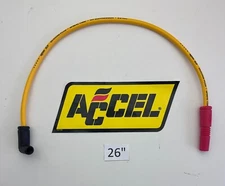 26" Single Replacement 8.8mm YELLOW ACCEL Spark Plug Wire HEI Cap STRAIGHT BOOT