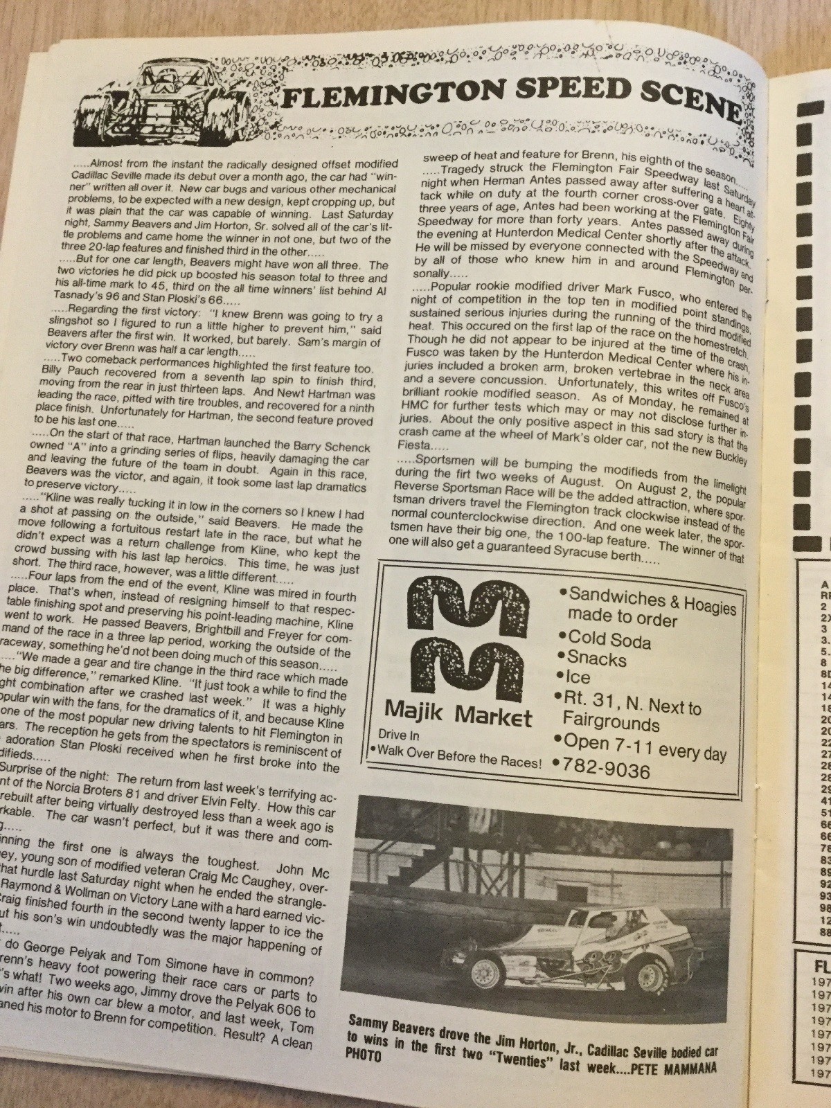 1980 Flemington Fair Speedway Car Racing New Jersey Program Frank Cozze