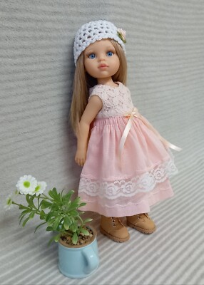 Kleid + Hut für 12-14 Zoll Puppen passt Little Darling, Paolo Reina, Mini Maru.