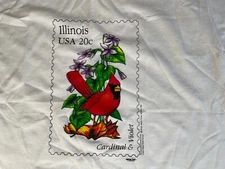 Vintage Illinois Cardinal Stamp  20c T Shirt Men Screen Stars Best Philately SS