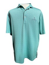 Turtleson Golf Polo Shirt Mens Large Green All Over Print Casual Stretch
