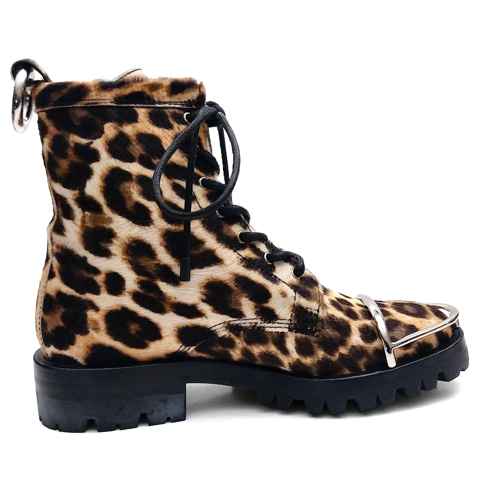 Botas de combate Alexander Wang Lyndon para mujer con estampado de leopardo 6 EE. UU. (0102) Foto 3 de 4