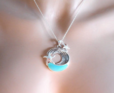 Sea Beach Glass Wave Starfish Pendant Women Necklace Earrings Set New