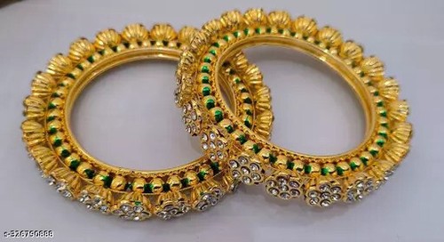 2Pc Ethnic Traditional Indian Jewelry Gold Plated Bollywood Bracelet Bangles Set - Picture 27 of 30