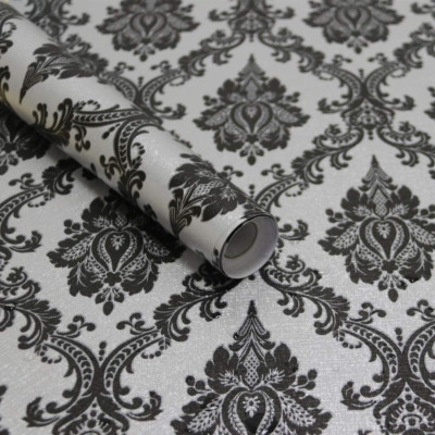 Papel Tapiz Negro Vintage Autoadhesivo De Dormitorio Damasco Desmontable Vinilo