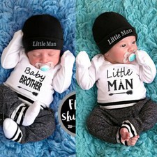 New Infant Newborn Baby Boy Romper Pants Outfit Clothes Bodysuit Playsuit Set