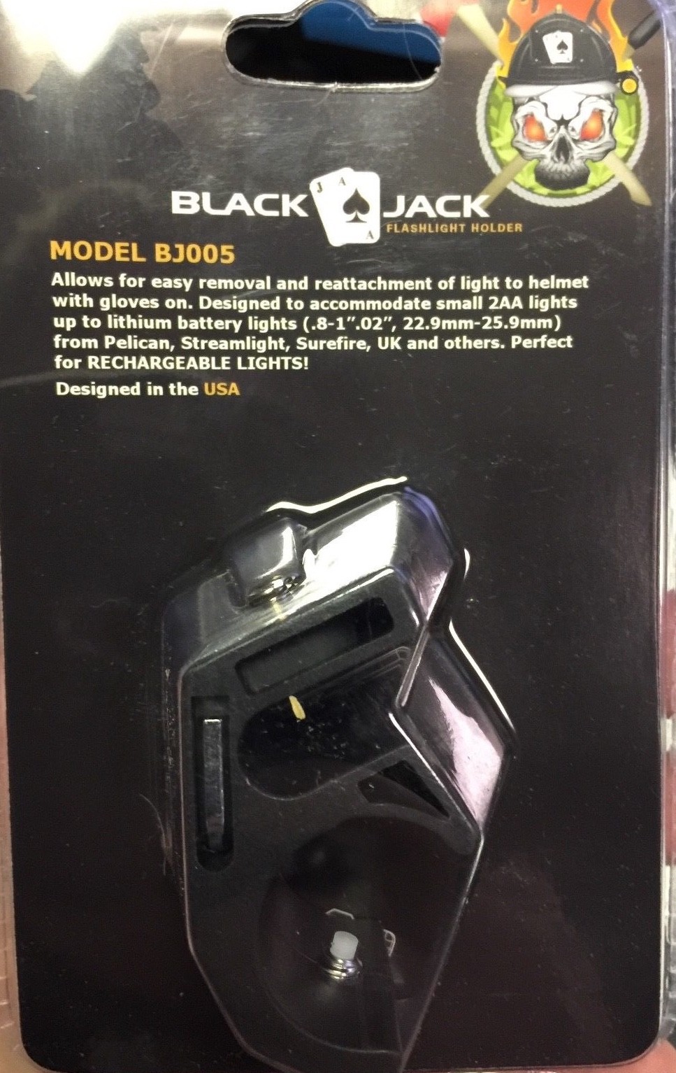 Blackjack BJ005 Firefighter Helmet Flashlight Holder For 2aa Pelican Streamlight