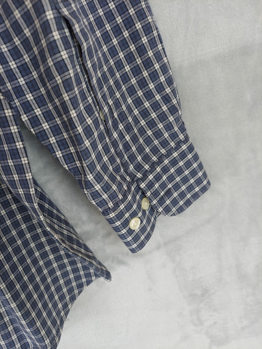 Vintage Brooks Brothers Shirt Mens Small Blue Gingham Check