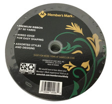 Members Mark Navy Blue and Gold Sparkle 1.5in x 50 yards Wire Edge Ribbon