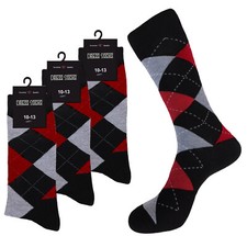 3 Pair Men's Dress Socks Diamond Argyle Socks Cotton First Quality SIZE 10-13
