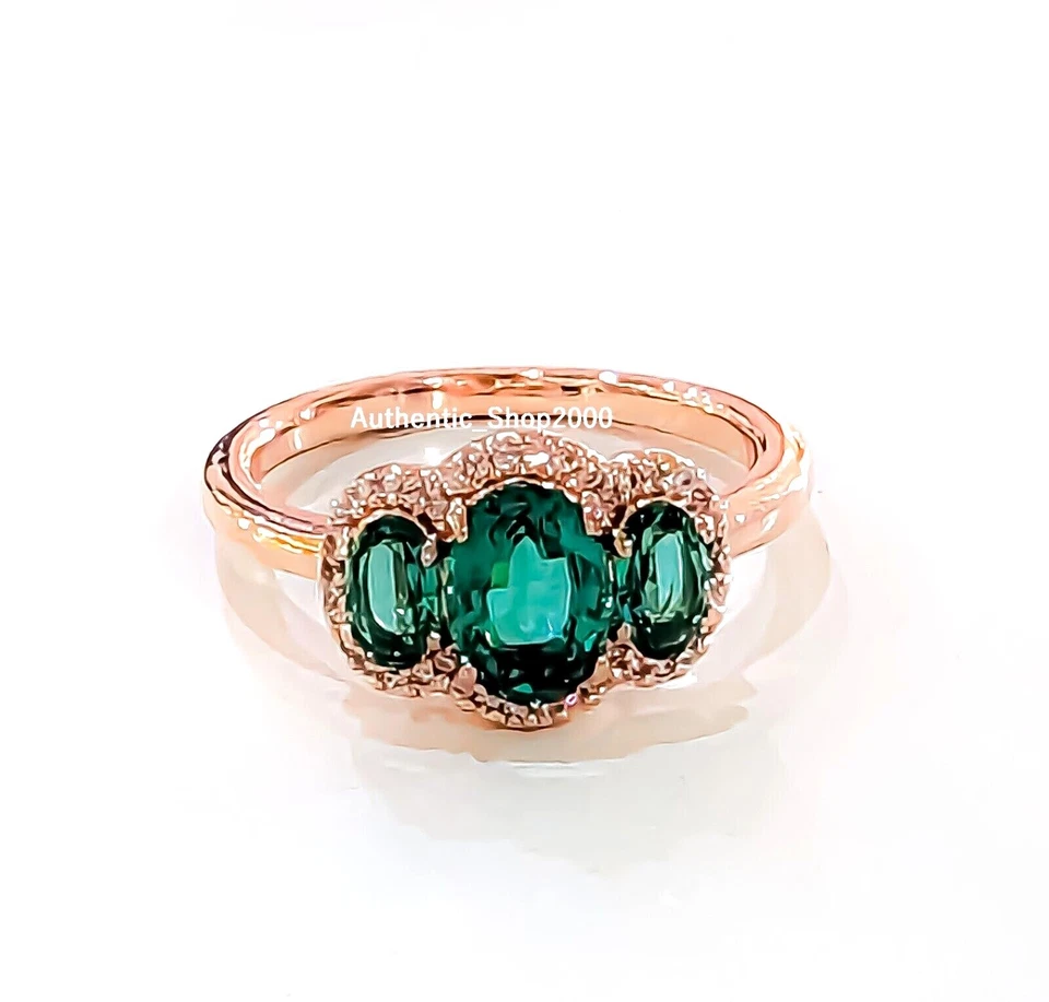 NUEVO 100% Auténtico Anillo PANDORA Oro 14k Pl Verde Tres Piedras Vintage 180057C01 Foto 2 de 4