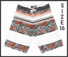 NWT BOYS 16 MICROS CHARCOAL GRAY  WHITE TABOO STRIPED BOARDSHORTS