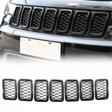 Fits Grand Cherokee Wk2 2017-21 Combo Black Front Grille Inserts Trim Guard Kit Fits Grand Cherokee Wk2 2017-21 Combo Black Front Grille Inserts Trim Guard Kit