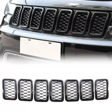Fits Grand Cherokee WK2 2017-21 Combo Black Front Grille Inserts Trim Guard Kit
