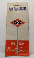 Early 1950's D-X Gasoline North-South Dakota Map--DX Sign of Friendly Service