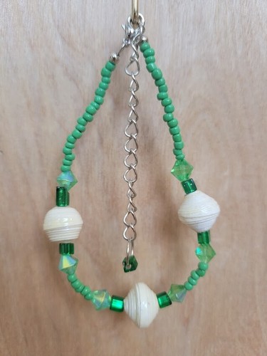 Paper Bead 3 Piece Set- Paper Bead Jewelry - Recycled Jewel - Green - Picture 2 of 5