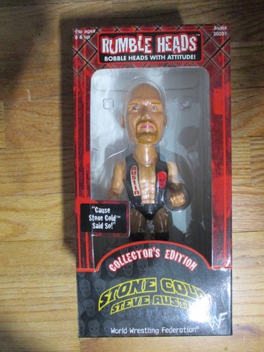 WWF Series 1 Rumble Heads Bobbleheads w Attitude Stone Cold Steve ...