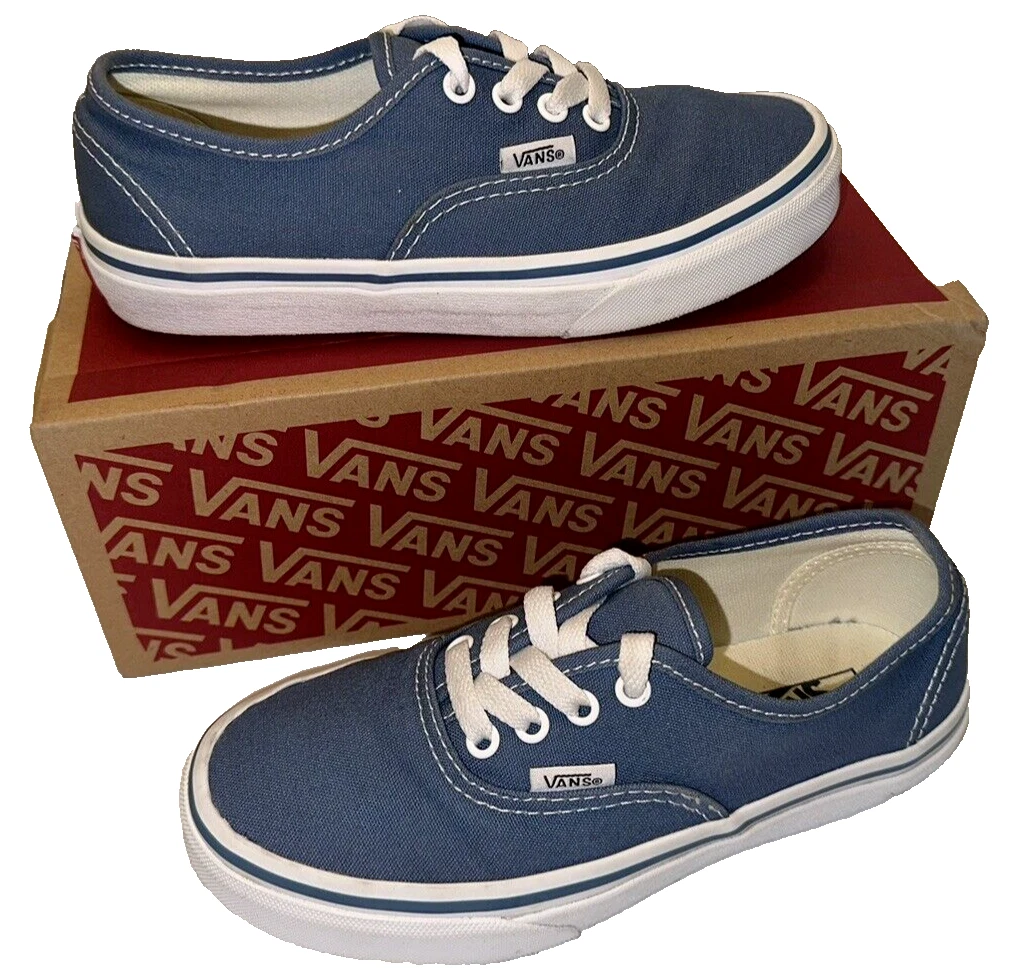 Scarpe sneakers Vans blu tela grandi bambini ragazze 2 5 buone condizioni in scatola VN000WWXENR BASSE