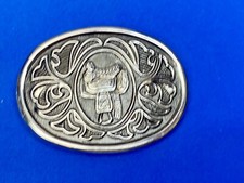 Vintage Avon Silver Tone Rodeo Cowboy Horse Saddle Western Belt Buckle Q-2