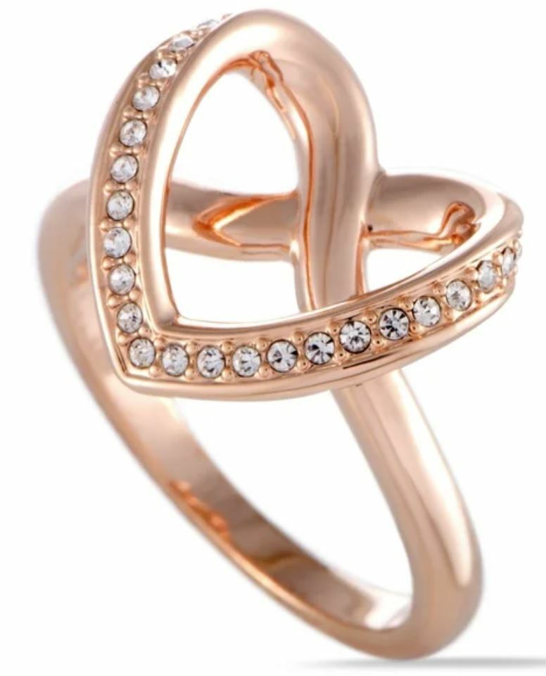 SWAROVSKI Crystal CUPIDON Heart Ring 5140096: White GF Rose SWAROVSKI Crystal CUPIDON Heart Ring 5140096: White GF Rose
