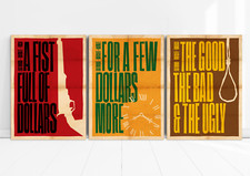 Clint Eastwood The Good The Bad & The Brugly Trilogy 3xA4 Film Poster Set Omaggio