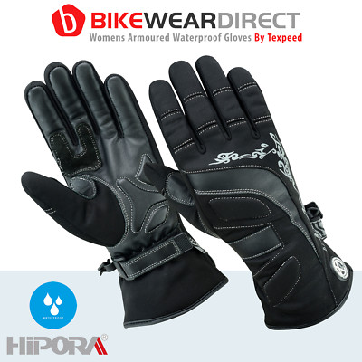 Damen Leder Motorrad Warme Handschuhe Damen Schwarz Motorrad Wasserdicht Biker 