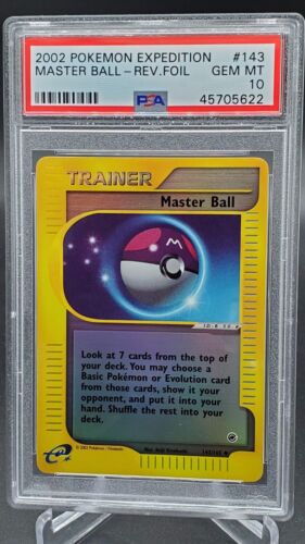 PSA 10 GEM MINT Master Ball Reverse Holo Expedition Pokemon Card 143/165 GU1 - Picture 1 of 2