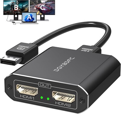 4K60Hz Displayport to Dual HDMI Adapter for PC Laptop Graphics