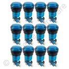 12 x Blue 12V LED T10 28mm Round Illuminated Arcade Push Buttons & Microswitches