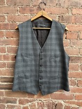 John Varvatos Men  s Vest, Sz 52, Gray Plaid Wool/Silk, Italy
