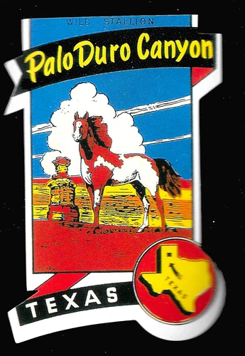 1950s VINTAGE CAR WINDOW TRAVEL STICKER PALO DURO CANYON TEXAS T-42 SILVERTON TX
