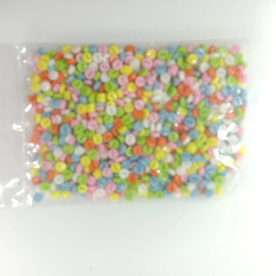 1000pcs 6mm Mixed Colour 2-Hole Resin Mini Buttons Sewing Round Doll Crafts - Image 2 of 4