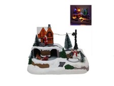 Giostrina Natalizia Villaggio di Noël Innevato con  luci slitta renne pupazzo di