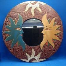 Specchio etnico artigianale decoro 🌞Soli☀️  Dipinto a mano. Diametro 30 cm