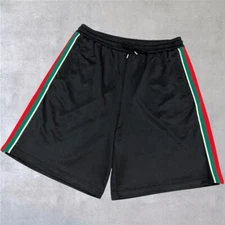 New Gucci GG Taped Green x Red Web Stripe Jersey Cotton Blend Shorts Size L