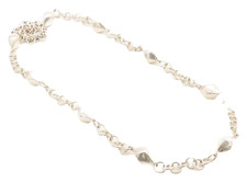 925 Sterling Silver Shiny Hollow Diamond Shape link Chain Necklace NE1743